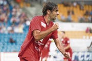 Abwehrchef Tomislav Puljic bejubelt eines seiner fünf Tore in der Vorrunde für den FC Vaduz. (Bild: Michael Zanghellini/Freshfocus (Vaduz, 30. Juli 2017))
