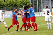 Der Sportclub feiert gegen Köniz im vierten Pflichtspiel der Saison den ersten Sieg. (Bild Werner Schelbert)