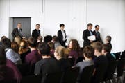 Präsentierten sich vor einem vorwiegend jungen Publikum: (von links) Alfred Bossard, Conrad Wagner, Yvonne von Deschwanden, Res Schmid, Martin Zimmermann, ... (Bilder Corinne Glanzmann)