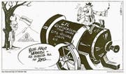 Karikatur zum verkehrspolitischen Gegenwind, der Baudirektor Werner Schnieper entgegenschlug. (Archivbild: LZ/Niels Kneubühler (14.11.1997))
