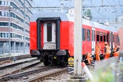 Der entgleiste Zug der Uetliberg-Bahn. (Bild: Keystone)
