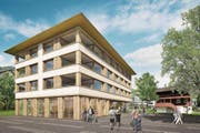 So soll das neue Zentrumshaus an der Buochserstrasse dereinst aussehen. (Bild: Visualisierung: PD)