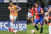 Cedric Itten (links) ist Luzerns unermüdlicher Kämpfer, Renato Steffen ist Basels spektakulärer Schütze. (Bild: Andy Müller/Freshfocus)