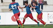 Nach der ersten Halbzeit führt der SC Cham 1:0. (Bild: Roger Zbinden (Cham, 8. April 2017))
