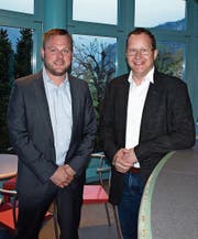 Emanuel Käch (links) ersetzt Erich Amstutz im Vorstand des Nidwaldner Hauseigentümerverbandes. (Bild: Kurt Liembd (Hergiswil, 11. April 2017))