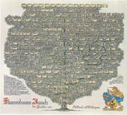 Stammbaum der Familie Jauch mit dem Stammvater Johann Jauch, der um 1470 in Wassen geboren wurde. Der Stammbaum – gefertigt von Heraldiker Albert Huber – weist insgesamt 16 Generationen auf. Johann Jauch ist 1515 in der Schlacht von Marignano gefallen. (Bilder: Rolf Gisler)
