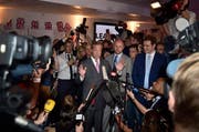 UKIP-Chef Nigel Farage erklärt den «Independence Day» (Bild: EPA / Hannah Mickay)