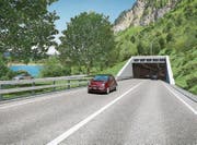 So soll das Südportal des geplanten Tunnels Kaiserstuhl für die Umfahrung zwischen Giswil und Lungern aussehen. (Bild: Visualisierung: PD)