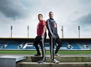 Positive Aussichten: FCL-Trainer Markus Babbel (rechts) und Assistent Patrick Rahmen. (Bild: Dominik Wunderli (Luzern, 1. März 2016))