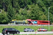 Die Unfallstelle in Piotta. (Bild: Keystone / Ti-Press)
