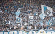Die Fans des FCL werden ihr Team auch in Sion mit einer Choreografie unterstützen. (Bild: Martin Meienberger/Freshfocus (Luzern, 19. April 2015))