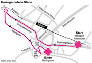 Die Umzugsroute in Stans. (Bild: Grafik Janina Noser)