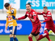 Thuns Mickaël Facchinetti jubelt nach seinem Ausgleichstor gegen Luzern (Bild: KEYSTONE/ANTHONY ANEX)
