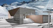 So soll die Bergstation der neuen Sesselbahn Engstlensee–Jochpass aussehen. (Bild: Visualisierung: PD)