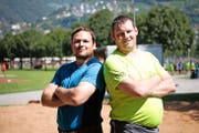 Andi Murer (links) und Andi Imhof trainieren in Tenero. (Bild Florian Arnold)