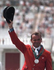 Willi Melliger gewinnt am olympischen Springreiten am Sonntag in Atlanta die Silbermedaille auf Calvaro. (Bild: Christoph Ruckstuhl / Keystone (Atlanta, 4. August 1996))