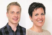 Fabio Affentranger, Präsident JSVP Uri (links) und Claudia Schuler, CVP-Landrätin aus Seedorf. (Bild: Philipp Zurfluh)