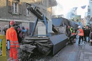 Die Tyyfels-Chrampfer Kerns haben mit dem Bau des Hochwasserschutzstollens begonnen. (Bild: Philipp Unterschütz (Sarnen, 13. Februar 2018))