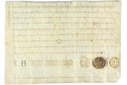 Die Pergamenturkunde von 858 n. Chr. ist von König Ludwig persönlich unterzeichnet. (Bild: PD/Staatsarchiv des Kantons Zürich)