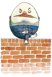Humpty Dumpty. Aquarell, 2011. Eigens für die Nonsense-Ausstellung im Museum Strauhof gemalt. Humpty Dumpty aus: Lewis Carroll, Through the Looking-Glass, and What Alice Found There. (Bild: Nikolaus Heidelbach)