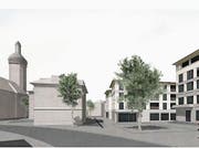 So könnte sich das Zentrum dereinst darstellen. (Bild: Visualisierung: Gemeinde Kirchberg)