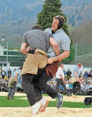 Michael Rhyner (rechts) musste im Kampf gegen Dominik Oertig die Punkte teilen. Der Gang endete Gestellt. (Bild: pd)