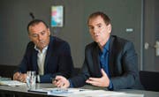 Peter Stäger und Peter Jans informieren über den intelligenten Datenaustausch. (Bild: Ralph Ribi)