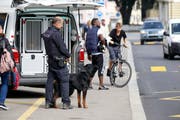 Ein Polizist mit seinem Diensthund. (Bild: Rudolf Hirtl)