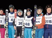 Selina Ruckstuhl, Siegerin Snowboard; Emil Walser, Sieger Telemark; Seraina Schacht, Siegerin Mädchen U16; Timo Walser, Sieger Knaben U16; Therese Altherr, Tagesbestzeit Damen; Maurus Sparr, Tagesbestzeit Herren. (Bild: PD)