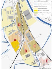 Wachstum erwünscht: B, C und D (Übriges Gemeindegebiet) sollen Industriezone werden.