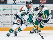 Topskorer unter sich: Oltens Martin Ulmer (links) und Thurgaus Jaedon Descheneau können entscheidende Faktoren sein. (Bild: Marc Schumacher/Freshfocus (Weinfelden, 3. Oktober 2017))