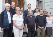 Fridolin Weder (katholische Kirche), Peter Baumgartner (Pro Senectute), Silvia Frick (Netzwerk 60+, Lichtensteig), Susanne Weber (Gemeinderätin), Roland Walther (Präsident Genossenschaft), Mathias Müller (Stadtpräsident), Remo Schweizer (evang.-ref. Kirche), Trudy Fischer (Spitex), Markus Brändle (Heimleiter), Sabina Ruff (Beisitzerin), Susanna Fassbind (Kiss Schweiz). (Bild: PD)