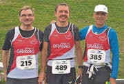 Topresultate für (von links) Felix Benz (2./M55), Roland Segmüller (3./M55) und Berni Litscher (6./M60). (Bilder: alphafoto.com)