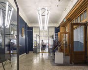 Gutes Bauen Ostschweiz 2015, Bibliothek in der ehemaligen Hauptpost am Bahnhofplatz. Eingangsbereich. (Bild: Hanspeter Schiess)