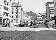 Das Zentrum des Lachen-Quartiers gegen Ende der 1950er-Jahre.