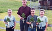 Der erfolgreiche Schwingernachwuchs (von links): Robin Walt, Gian Schmid, Sandro Eugster und Johannes Eggenberger. (Bild: pd)