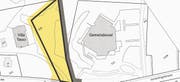 Die gelbe Fläche zwischen Villa Tasso und Gemeindesaal wird neu der Zone WE zugewiesen. (Bild: PD)