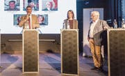Jürg Brunner (rechts) kämpfte im ersten Wahlgang gegen Boris Tschirky und Sonja Lüthi. Jetzt unterstützt er Lüthi. (Bild: Hanspeter Schiess)