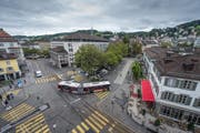 Am Oberen Graben hätte die Ein- und Ausfahrt zum Parkhaus Schibenertor entstehen sollen. (Bild: Michel Canonica)