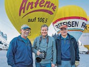 Eugen Nussbaumer, Alex Bayer und Andreas Frank vor dem Start zur Fahrt über den Säntis. (Bild: pd/Visionstudios Balgach)