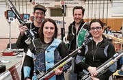 Die Luftgewehrgruppe Altstätten mit (v. l.) Andreas Widmer, Manuela Eugster, Lars Färber und Ramona Eugster zeigte am wichtigsten Wettkampf des Jahres ihre beste Leistung. (Bild: pd)