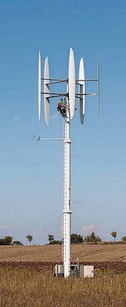 Eine vertikale Windkraftanlage von Envergate. (Bild: pd)