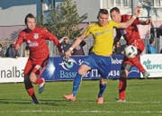 Volkan Akyildiz: Der Stürmer des FC Au-Berneck hat in 23 Pflichtspielen dieser Saison (inklusive Cup) 37 Tore erzielt. Für die 2.-Liga-Verteidiger war der in Götzis aufgewachsene Türke nicht zu halten. (Bild: Yves Solenthaler)