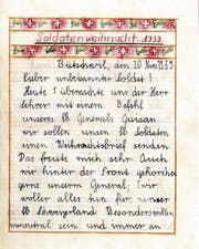 Der damals zehnjährige Walter Scherrer verzierte seinen Brief mit Tannenzweigen und Schweizerkreuzen. (Bild: pd)