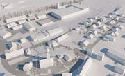 Oben rechts: Das Gebiet «Geren/Oberwisen» in Lenggenwil mit dem neuen Gebäudekomplex der Firma Gebrüder Eisenring AG. (Bild: Modell: PD)