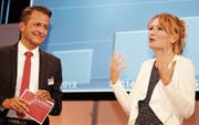 Bankleiter Aldo Kopp mit Regula Elsener, die auch in diesem Jahr die Generalversammlung moderierte. (Bilder: Christof Lampart)