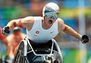 Rollstuhl-Leichtathlet Marcel Hug wird sich den Fragen von Handbike-Rennfahrerin Anja Pucher aus Buchs stellen. (Bild: pd)