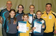 Rheintaler Delegation gewinnt neue Eindrücke: (hinten v. l.) Jürg Lippuner, Yara Vetsch, Annatina Lippuner, Friedrich Eggenberger, (vorne v. l.) Lia Vetsch, Madleina Eggenberger, Ursina Lippuner. (Bild: pd)