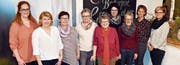 Dieses Jahr konnten besonders viele Turnerinnen für ihre langjährige Mitgliedschaft geehrt werden. Von links: Andrea Lüchinger, Marlene Benz, Käthi Loher, Nada Gamper, Irene Benz, Ingrid Silvestri, Myrtha Marthaler, Ute Weder, Ruth Kluser. Auf dem Bild fehlen Gaby Lüchinger, Helen Loher und Martha Fritz. (Bild: pd)
