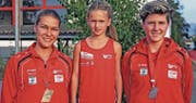 Dominique Good (l.), Janina Gebs und Eva Ulmann vom STV Oberriet-Eichenwies sorgten auf nationaler Ebene für Schlagzeilen. (Bild: pd)